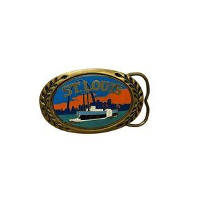 Vintage St. Louis Missouri Belt Buckle Solid Brass Belt Buckle Collectible